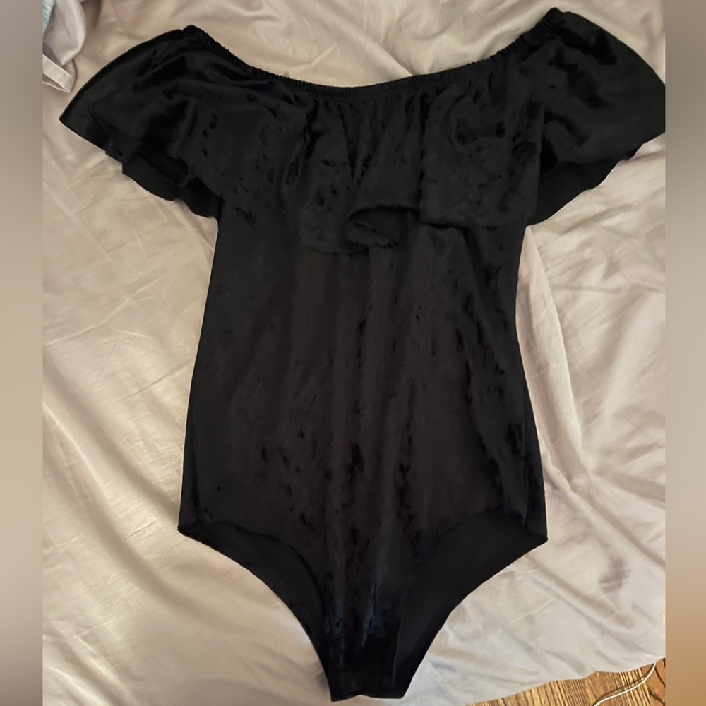 Black velvet bodysuit